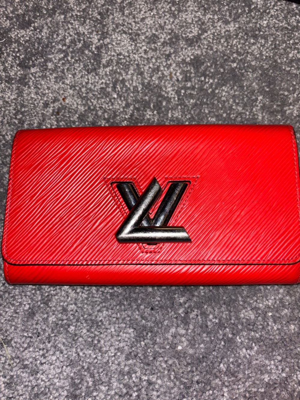 Louis Vuitton Red Epi Leather Wallet with Black LV Emblem